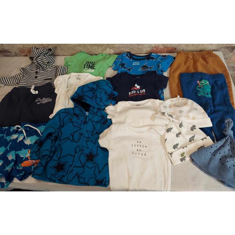 Calvin Klein Carters Baby Infant Clothes Lot 3-6mo Bodysuits Hoodie Jacket Pants